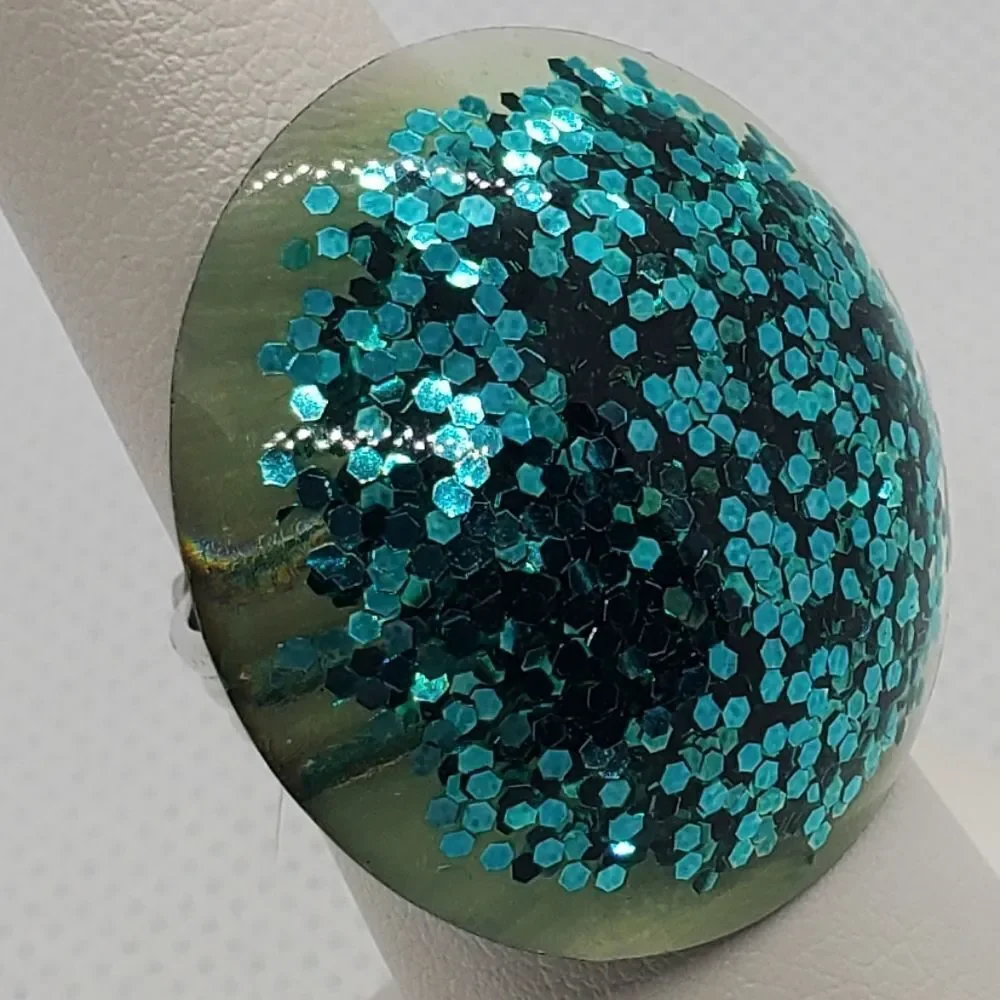 Adjustable Blue Sparkly Ring
